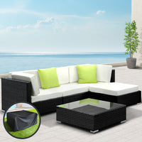 Thumbnail for Gardeon 5PC Sofa Set with Storage Cover Outdoor Furniture Wicker