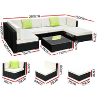 Thumbnail for Gardeon 7PC Sofa Set with Storage Cover Outdoor Furniture Wicker