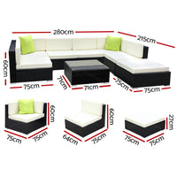 Thumbnail for Gardeon 8PC Sofa Set with Storage Cover Outdoor Furniture Wicker