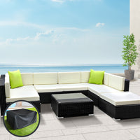 Thumbnail for Gardeon 8PC Sofa Set with Storage Cover Outdoor Furniture Wicker