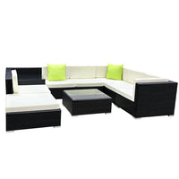 Thumbnail for Gardeon 9PC Sofa Set with Storage Cover Outdoor Furniture Wicker