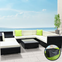 Thumbnail for Gardeon 9PC Sofa Set with Storage Cover Outdoor Furniture Wicker