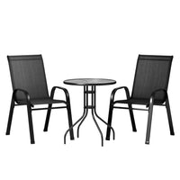 Thumbnail for Gardeon Outdoor Furniture 3PC Table and chairs Stackable Bistro Set Patio Coffee