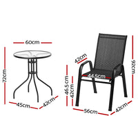 Thumbnail for Gardeon Outdoor Furniture 3PC Table and chairs Stackable Bistro Set Patio Coffee