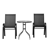 Thumbnail for Gardeon Outdoor Furniture 3PC Table and chairs Stackable Bistro Set Patio Coffee