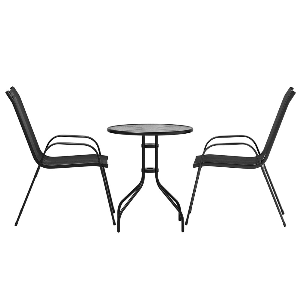 Gardeon Outdoor Furniture 3PC Table and chairs Stackable Bistro Set Patio Coffee