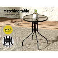 Thumbnail for Gardeon Outdoor Furniture 3PC Table and chairs Stackable Bistro Set Patio Coffee