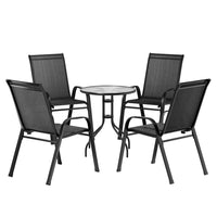 Thumbnail for Gardeon Outdoor Furniture 5PC Table and chairs Stackable Bistro Set Patio Coffee