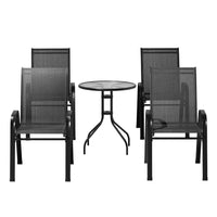 Thumbnail for Gardeon Outdoor Furniture 5PC Table and chairs Stackable Bistro Set Patio Coffee