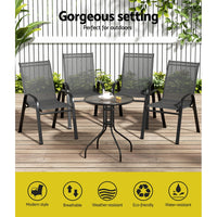 Thumbnail for Gardeon Outdoor Furniture 5PC Table and chairs Stackable Bistro Set Patio Coffee