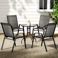 Thumbnail for Gardeon Outdoor Furniture 5PC Table and chairs Stackable Bistro Set Patio Coffee