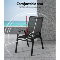 Thumbnail for Gardeon 2X Outdoor Stackable Chairs Lounge Chair Bistro Set Patio Furniture