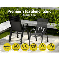 Thumbnail for Gardeon 2X Outdoor Stackable Chairs Lounge Chair Bistro Set Patio Furniture