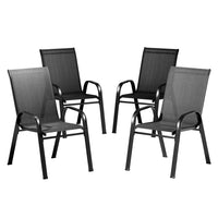 Thumbnail for Gardeon 4X Outdoor Stackable Chairs Lounge Chair Bistro Set Patio Furniture