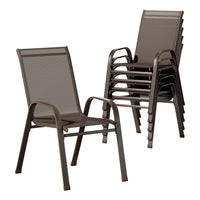 Thumbnail for Gardeon 6pcs Outdoor Dining Chairs Stackable Chair Patio Garden Furniture Brown