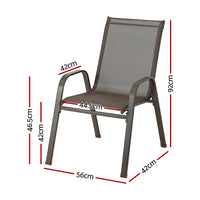 Thumbnail for Gardeon 6pcs Outdoor Dining Chairs Stackable Chair Patio Garden Furniture Brown