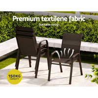 Thumbnail for Gardeon 6pcs Outdoor Dining Chairs Stackable Chair Patio Garden Furniture Brown