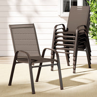 Thumbnail for Gardeon 6pcs Outdoor Dining Chairs Stackable Chair Patio Garden Furniture Brown