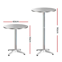 Thumbnail for Gardeon 6pcs Outdoor Bar Table Furniture Adjustable Aluminium Cafe Table Round