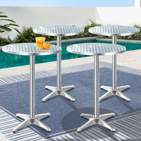 Thumbnail for Gardeon 6pcs Outdoor Bar Table Furniture Adjustable Aluminium Cafe Table Round