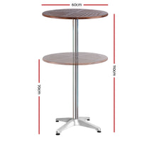 Thumbnail for Outdoor Bar Table Furniture Wooden Cafe Table Aluminium Adjustable Round Gardeon