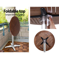 Thumbnail for Outdoor Bar Table Furniture Wooden Cafe Table Aluminium Adjustable Round Gardeon