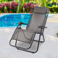 Thumbnail for Gardeon Zero Gravity Recliner Chairs Outdoor Sun Lounge Beach Chair Camping - Beige