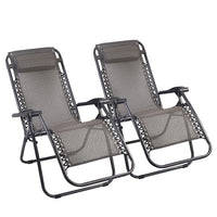 Thumbnail for Gardeon Zero Gravity Chair 2PC Reclining Outdoor Sun Lounge Folding Camping