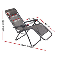 Thumbnail for Gardeon Zero Gravity Chair 2PC Reclining Outdoor Sun Lounge Folding Camping