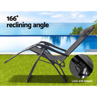 Thumbnail for Gardeon Zero Gravity Chair 2PC Reclining Outdoor Sun Lounge Folding Camping