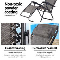 Thumbnail for Gardeon Zero Gravity Chair 2PC Reclining Outdoor Sun Lounge Folding Camping