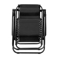 Thumbnail for Gardeon Set of 2 Zero Gravity Chairs Reclining Outdoor Furniture Sun Lounge Folding Camping Lounger Black