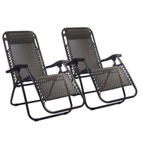 Thumbnail for Gardeon Set of 2 Zero Gravity Chairs Reclining Outdoor Furniture Sun Lounge Folding Camping Lounger Grey