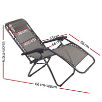 Thumbnail for Gardeon Set of 2 Zero Gravity Chairs Reclining Outdoor Furniture Sun Lounge Folding Camping Lounger Grey