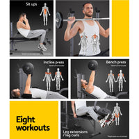 Thumbnail for Everfit Weight Bench Adjustable Bench Press 8-In-1 Gym Equipment