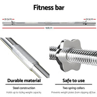 Thumbnail for 48KG Barbell Weight Set Plates Bar Bench Press Fitness Exercise Home Gym 168cm