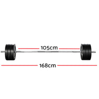 Thumbnail for 68KG Barbell Weight Set Plates Bar Bench Press Fitness Exercise Home Gym 168cm