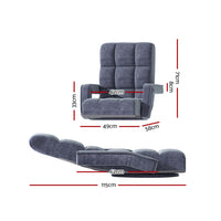 Thumbnail for Artiss Floor Sofa Bed Lounge Chair Recliner Chaise Chair Swivel Charcoal