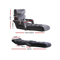 Thumbnail for Artiss Adjustable Lounger with Arms - Charcoal