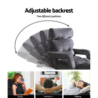 Thumbnail for Artiss Adjustable Lounger with Arms - Charcoal