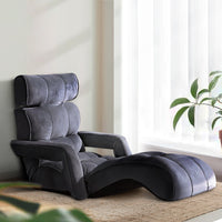 Thumbnail for Artiss Adjustable Lounger with Arms - Charcoal