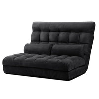 Thumbnail for Artiss Lounge Sofa Bed 2-seater Floor Folding Suede Charcoal