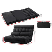 Thumbnail for Artiss Lounge Sofa Bed 2-seater Floor Folding Suede Charcoal