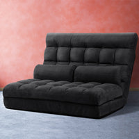 Thumbnail for Artiss Lounge Sofa Bed 2-seater Floor Folding Suede Charcoal