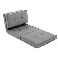 Thumbnail for Artiss Lounge Sofa Bed Floor Couch Chaise Chair Recliner Futon Folding Grey