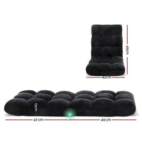 Thumbnail for Artiss Lounge Sofa Floor Recliner Futon Chaise Folding Couch Black