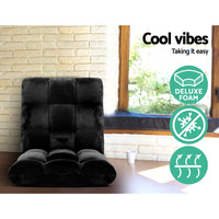 Thumbnail for Artiss Lounge Sofa Floor Recliner Futon Chaise Folding Couch Black