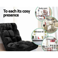 Thumbnail for Artiss Lounge Sofa Floor Recliner Futon Chaise Folding Couch Black