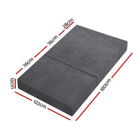 Thumbnail for Giselle Bedding Double Size Folding Foam Mattress Portable Bed Mat Velvet Dark Grey