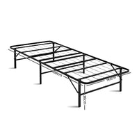 Thumbnail for Artiss Folding Bed Frame Single Metal Bed Base Portable Black